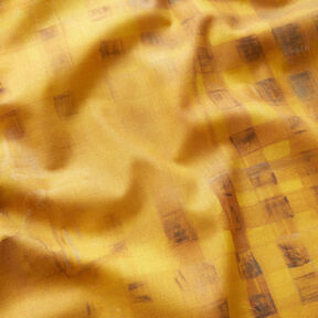 GOTS Cotton Batiste border fabric checks with colour gradient | TCC x LOOKS by Wolfgang Joop – curry, 