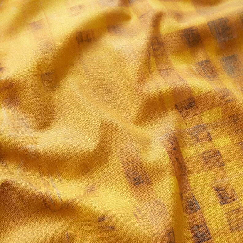GOTS Cotton Batiste border fabric checks with colour gradient | TCC x LOOKS by Wolfgang Joop – curry,  image number 3