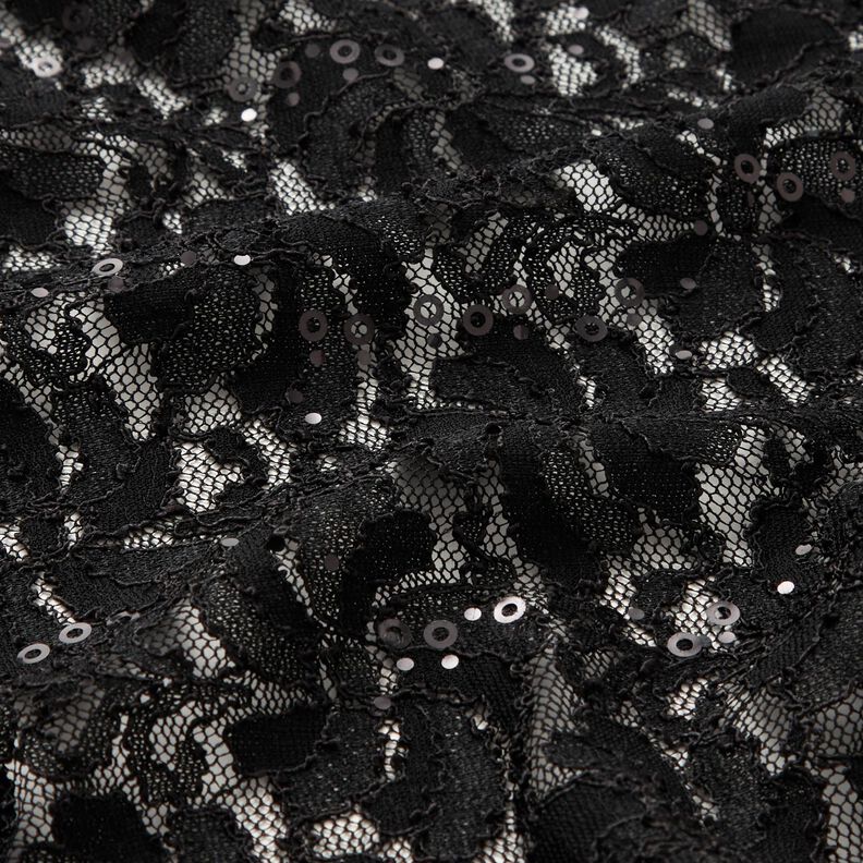 Lace Sequins Flowers – black,  image number 2