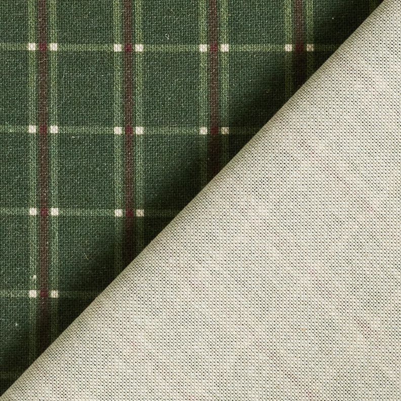 Decor Fabric Half Panama elegant check – fir green/carmine, image number 4