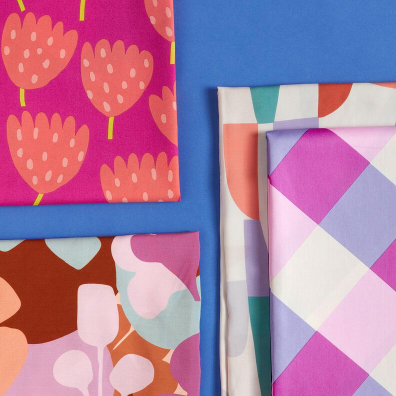 Cotton Satin Large Gingham | Nerida Hansen – pastel violet/offwhite,  image number 5
