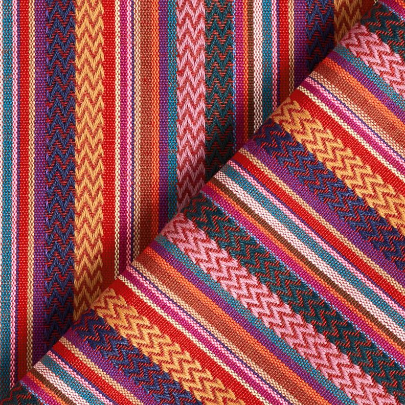 Decor Fabric Jacquard Chevron stripes – carmine/green, image number 4