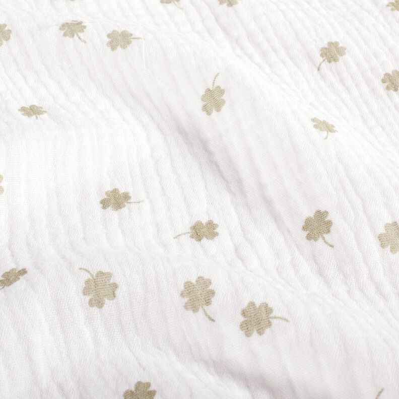 Double Gauze/Muslin Lucky clover – offwhite/pistachio,  image number 2