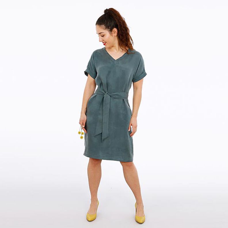 FRAU VIKKI - loose dress with a V-neckline and belt, Studio Schnittreif | XS - XXL,  image number 4
