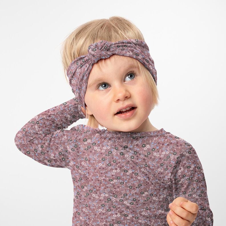 Cotton Jersey Forest flower meadow Digital Print – dark dusky pink,  image number 5