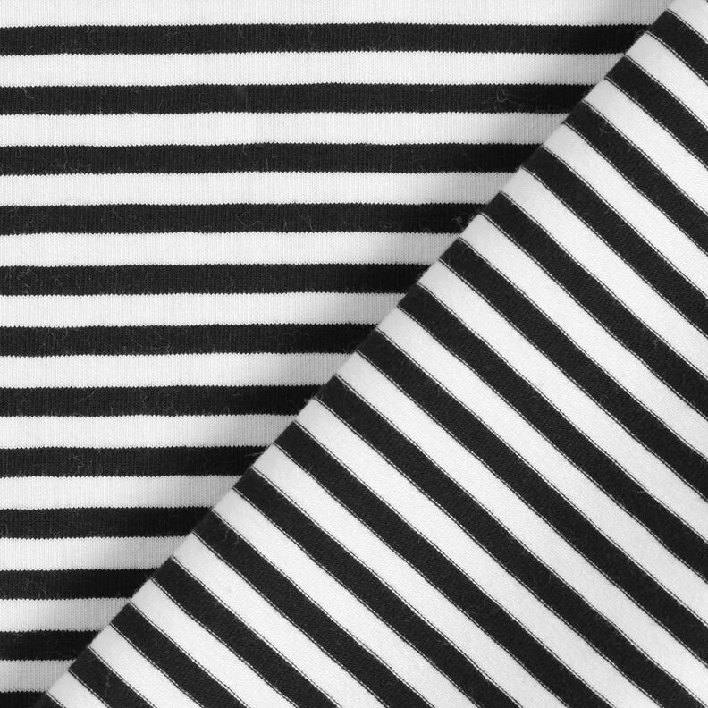 Cotton Jersey Narrow Stripes – black/white,  image number 4