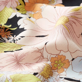 Expressive flowers viscose fabric – black, 