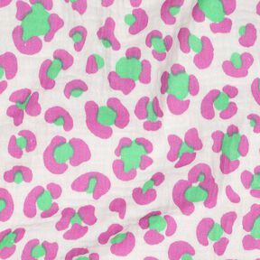 Double Gauze/Muslin colorful leopard print | Poppy Fabrics – ivory/light green, 