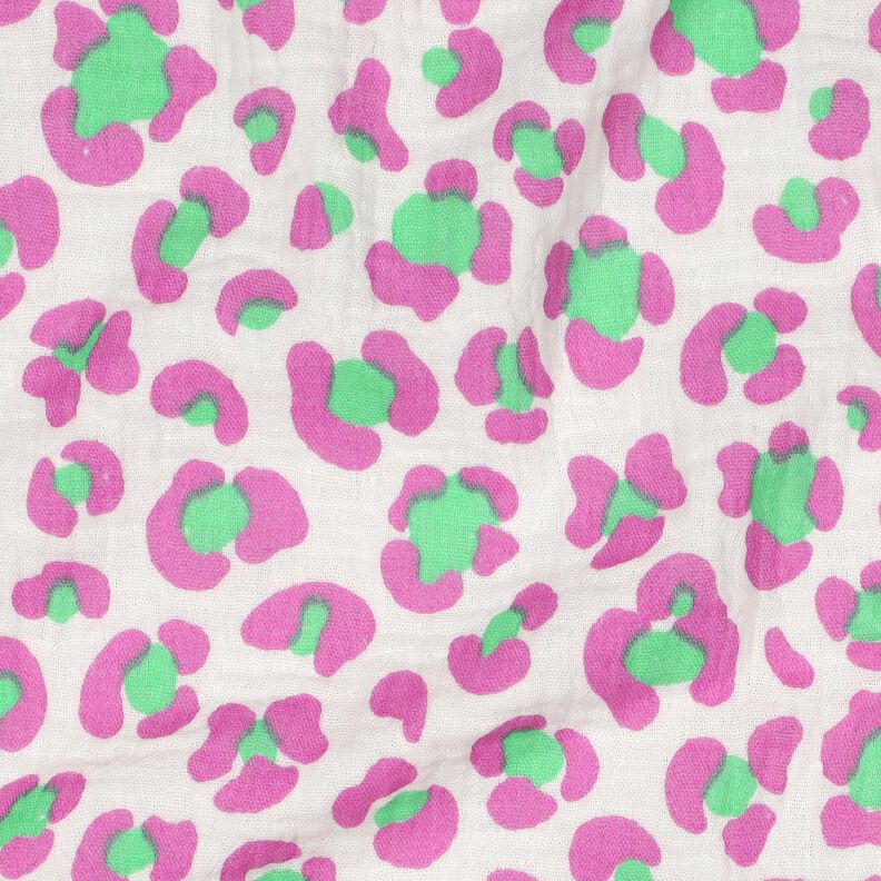 Double Gauze/Muslin colorful leopard print | Poppy Fabrics – ivory/light green,  image number 2