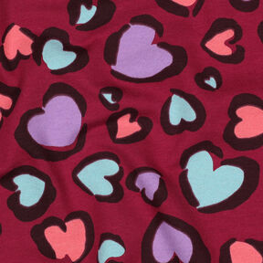 Brushed Sweatshirt Fabric colourful hearts | Poppy Fabrics – raspberry, 