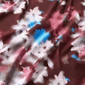 Cotton Jersey blurred flowers digital print – merlot/blue, 