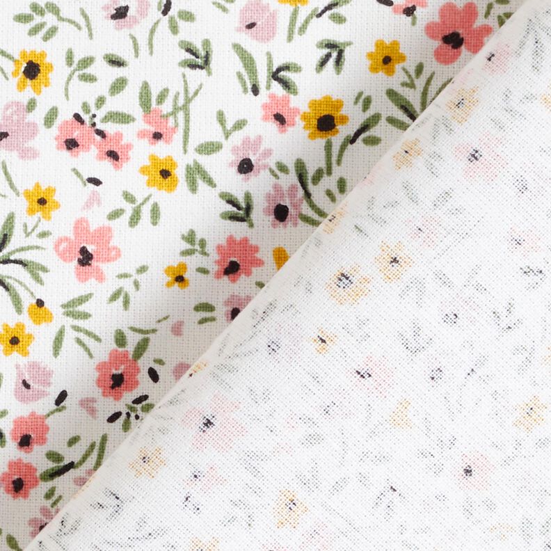 Cotton Cretonne delicate flowers – white/dusky pink, image number 4