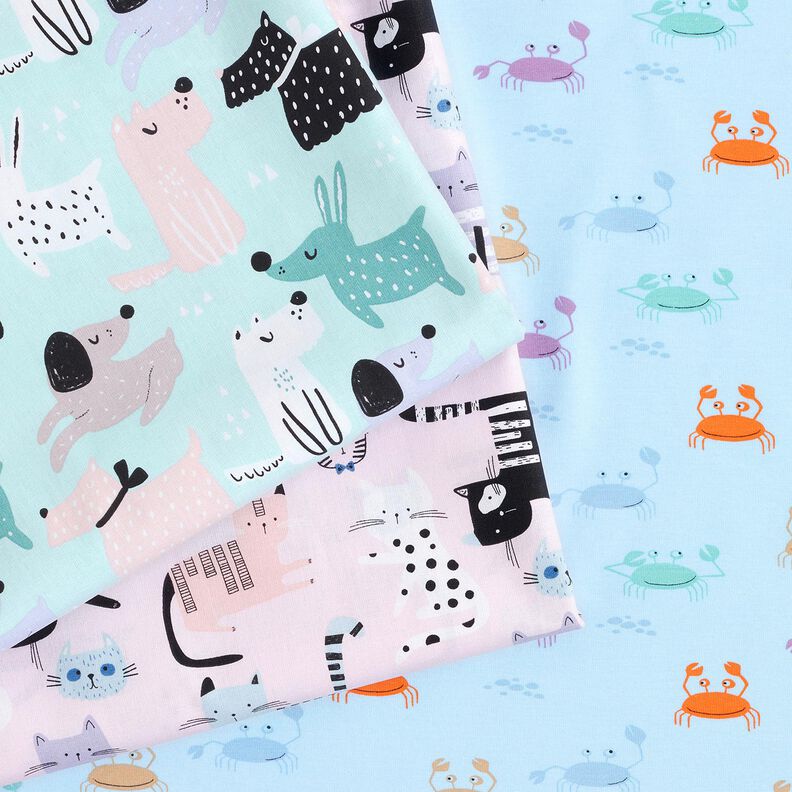 Cotton Jersey cute crabs – baby blue, image number 5