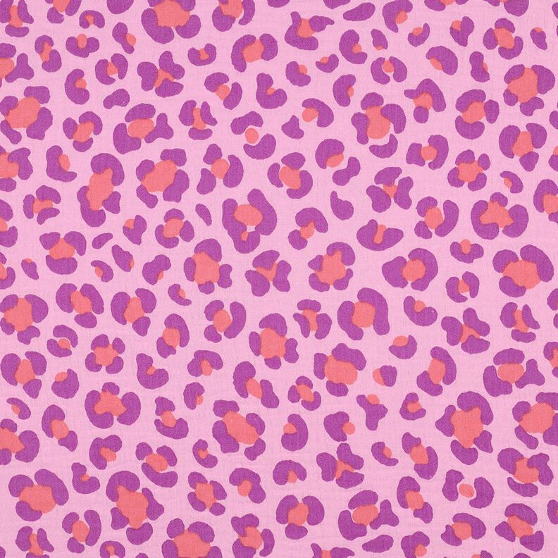 Double Gauze/Muslin colorful leopard print | Poppy Fabrics – pastel violet/red lilac, image number 1