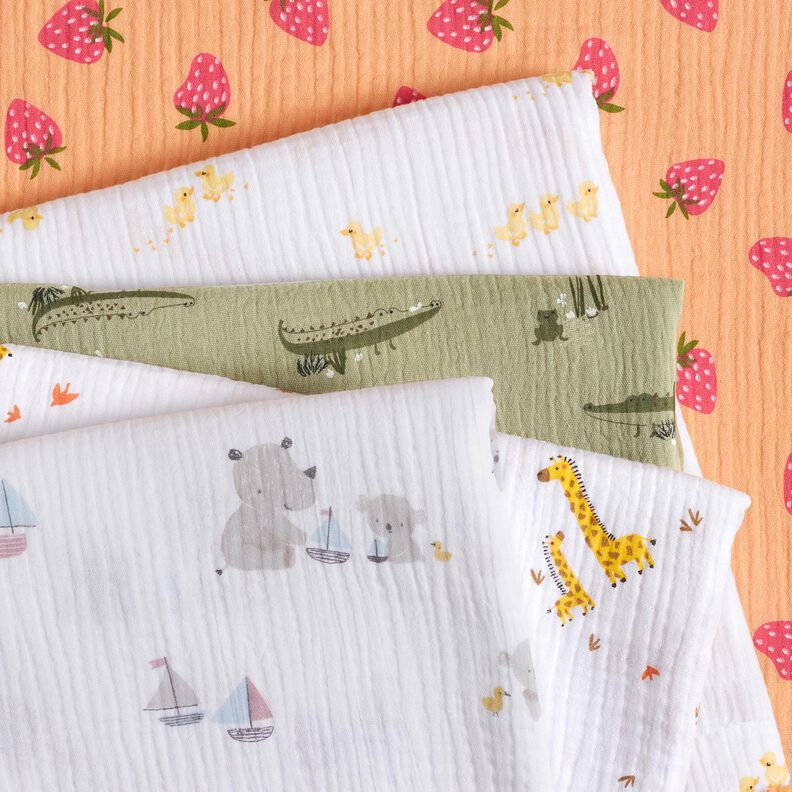 Double Gauze/Muslin crocodiles and frogs – reed,  image number 5