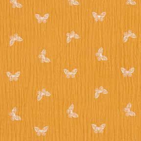 Double Gauze/Muslin delicate butterflies – curry yellow, 