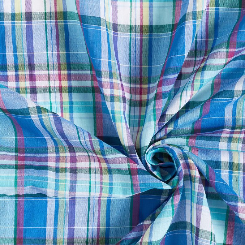 Colourful checks lightweight cotton blend – blue,  image number 3