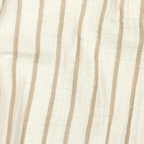 Double Gauze/Muslin yarn-dyed stripes  | Poppy Fabrics – almond/offwhite, 