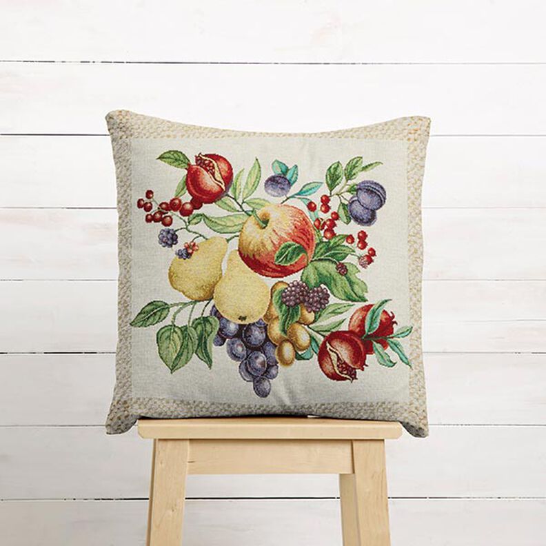 Decorative Panel Tapestry Fabric Colourful Fruits – light beige/carmine,  image number 5
