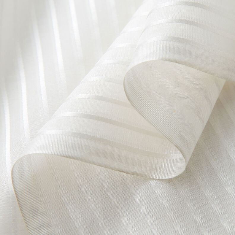 Satin stripes voile silk blend – white,  image number 3