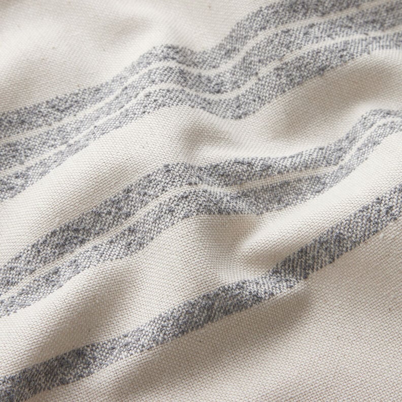 Decor Fabric Half Panama Woven stripes – steel blue/natural,  image number 2
