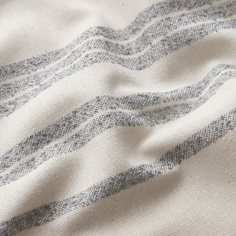 Decor Fabric Half Panama Woven stripes – steel blue/natural, image number 2