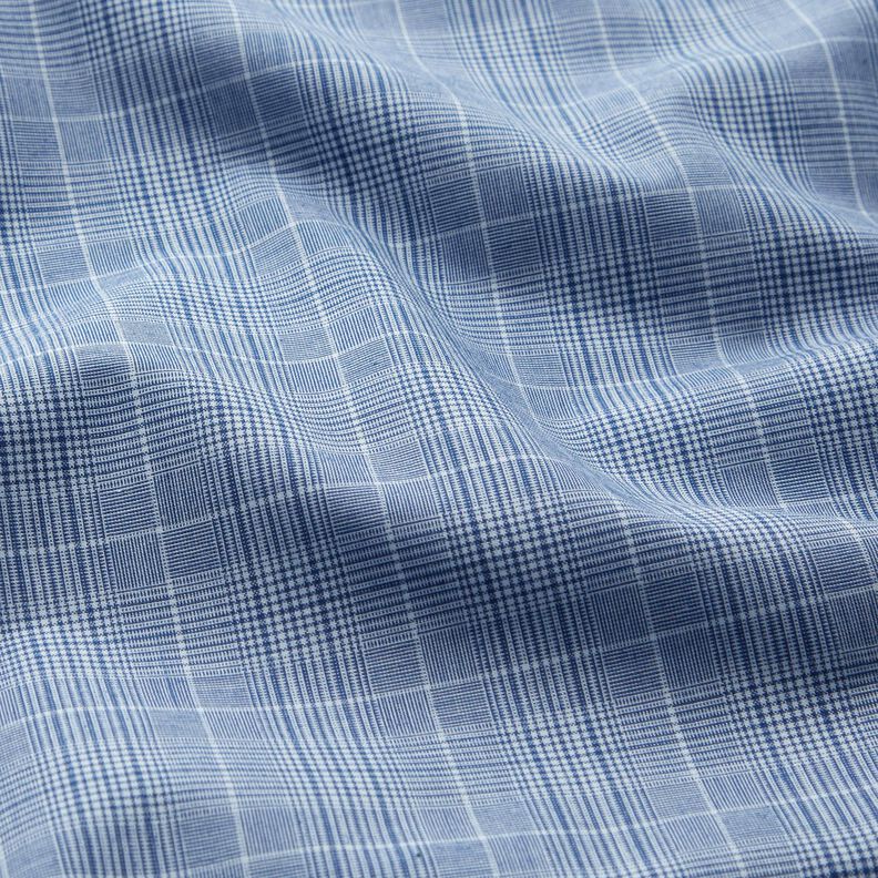 Shirt fabric fine checks – white/denim blue,  image number 2