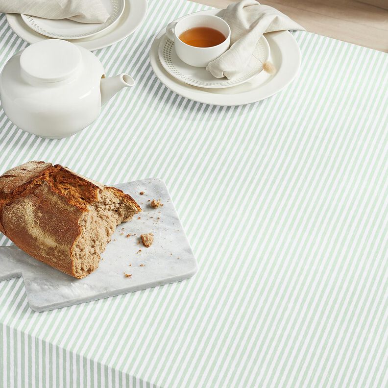 Cotton Cretonne casual stripes – pale mint/white, image number 6