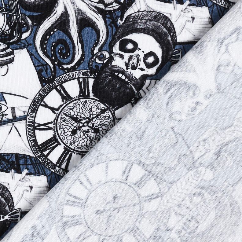 Cotton Jersey nautical tattoo motifs Digital Print – denim blue,  image number 4