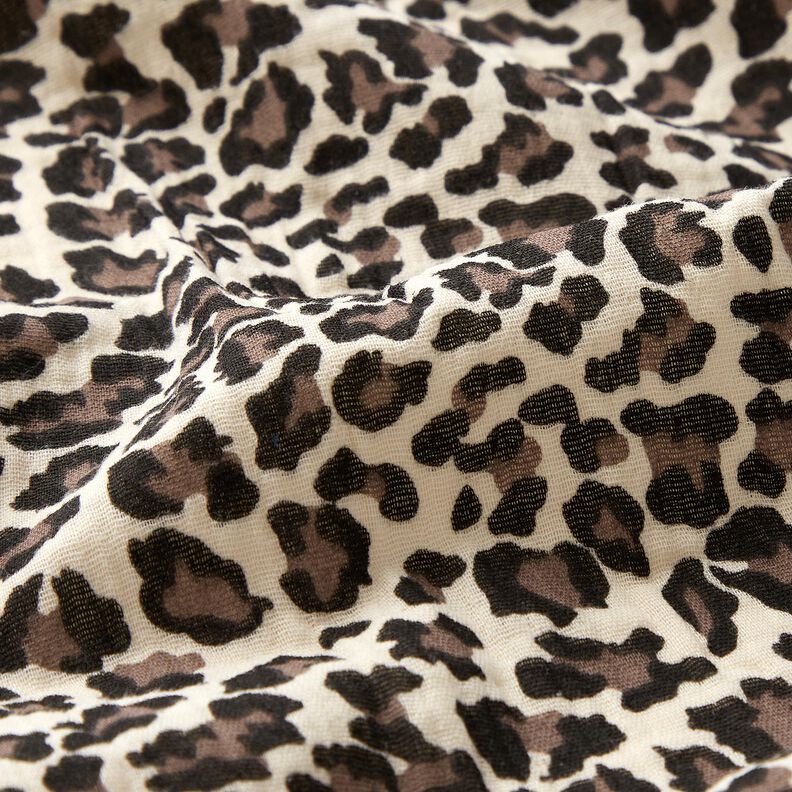 Double Gauze/Muslin Leopard Print – light beige/chocolate,  image number 2