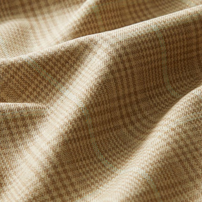 Viscose Blend fine Prince of Wales check with lurex – almond/pale mint,  image number 2