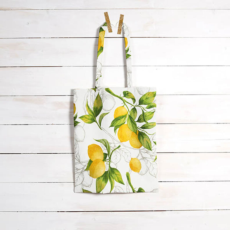 Decor Fabric Panama lemons – white/lemon yellow,  image number 7