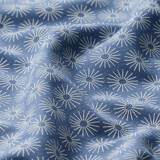 Cotton jersey shiny flowers – denim blue, 