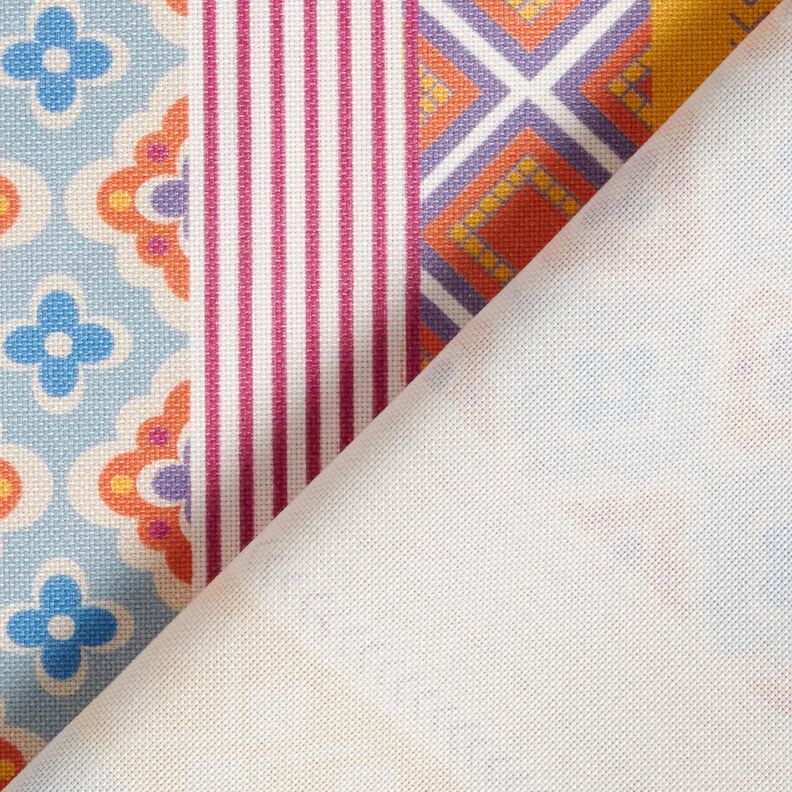 Tablecloth fabric stripy collage – offwhite/mustard,  image number 5