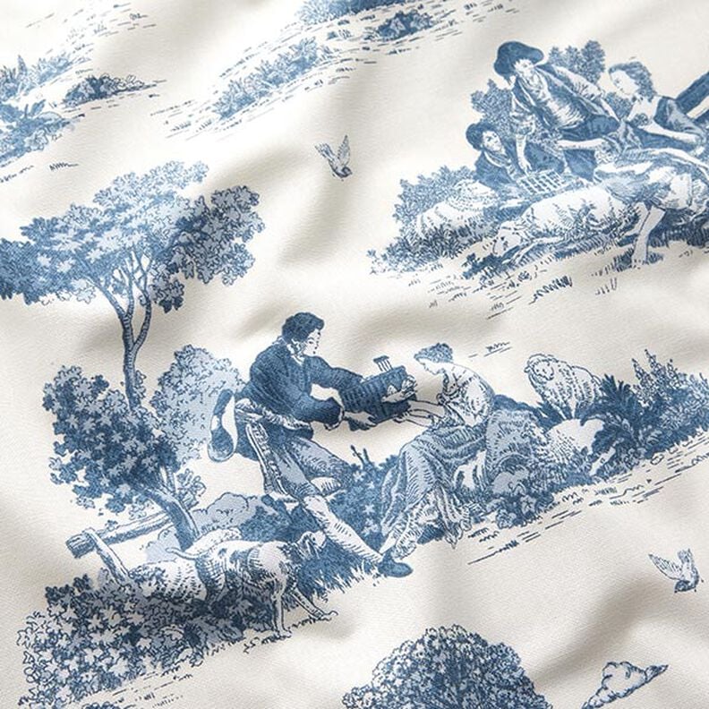 Decor Fabric Half Panama Shepherd – denim blue/offwhite,  image number 2