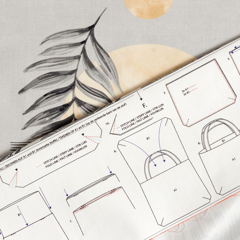 Bags Panel Canvas Palm leaf and moon – light grey,  image number 7