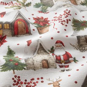 Decor Fabric Canvas wintery village – white/dark red, 