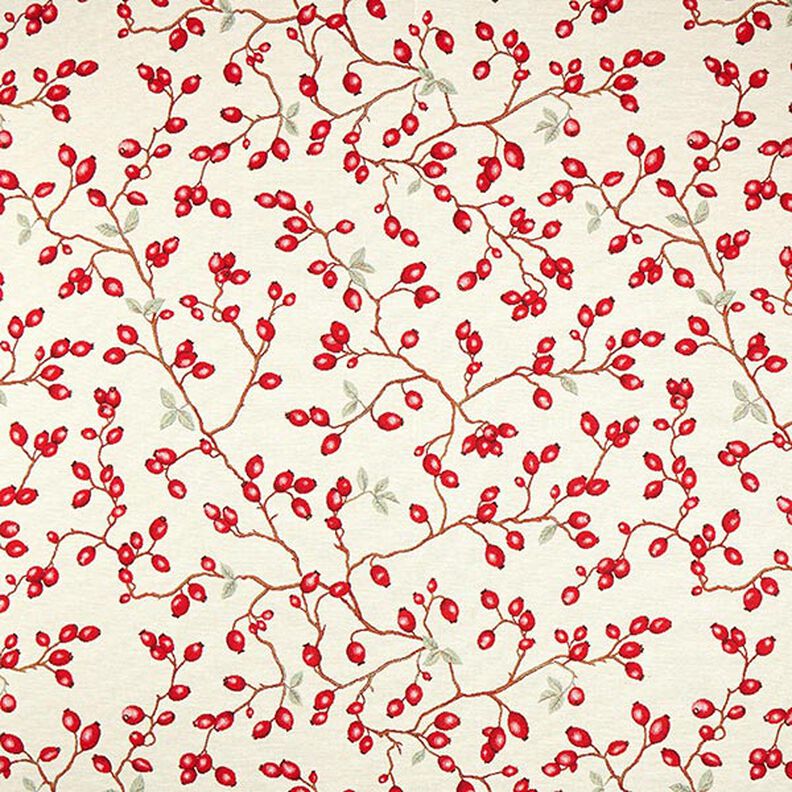 Decor Fabric Tapestry Fabric Rosehips – light beige/red,  image number 1