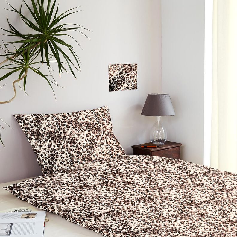 Cotton Cretonne Leopard polka dots &ndash; light beige/black,  image number 6