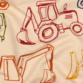 French Terry Construction vehicles| Poppy Fabrics – beige/navy blue, 