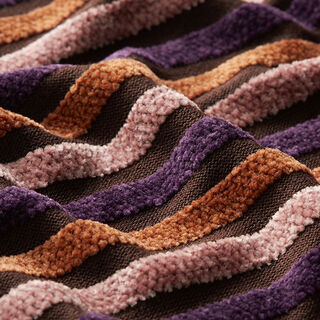 Knitted fabric chenille stripes – brown, 