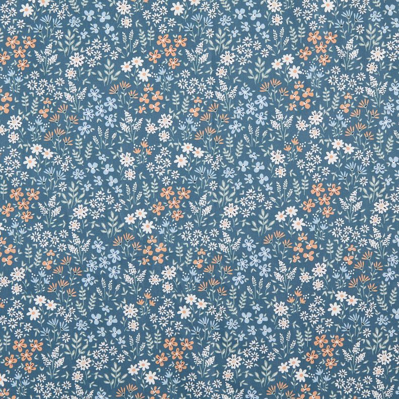 Coated Cotton colourful floral meadow – light wash denim blue/light blue,  image number 1