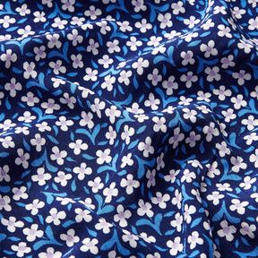 Viscose crepe small flowers – navy blue/white, 