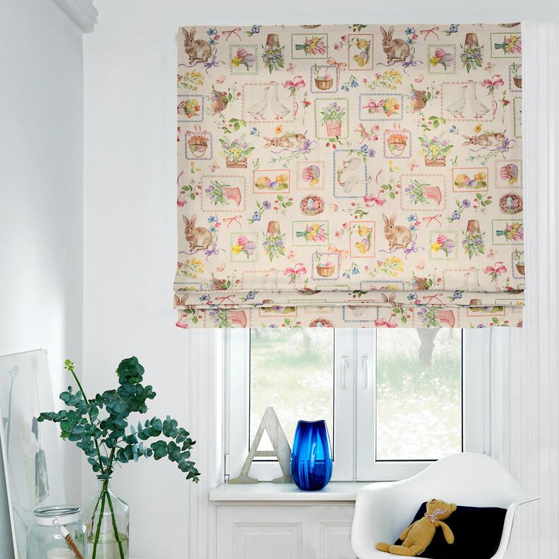 Decor Fabric Half Panama Easter collage – natural/pink,  image number 6