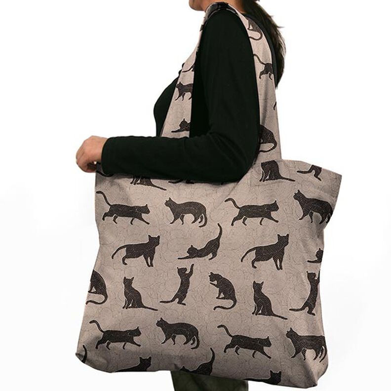 Decor Fabric Half Panama cats – black,  image number 7