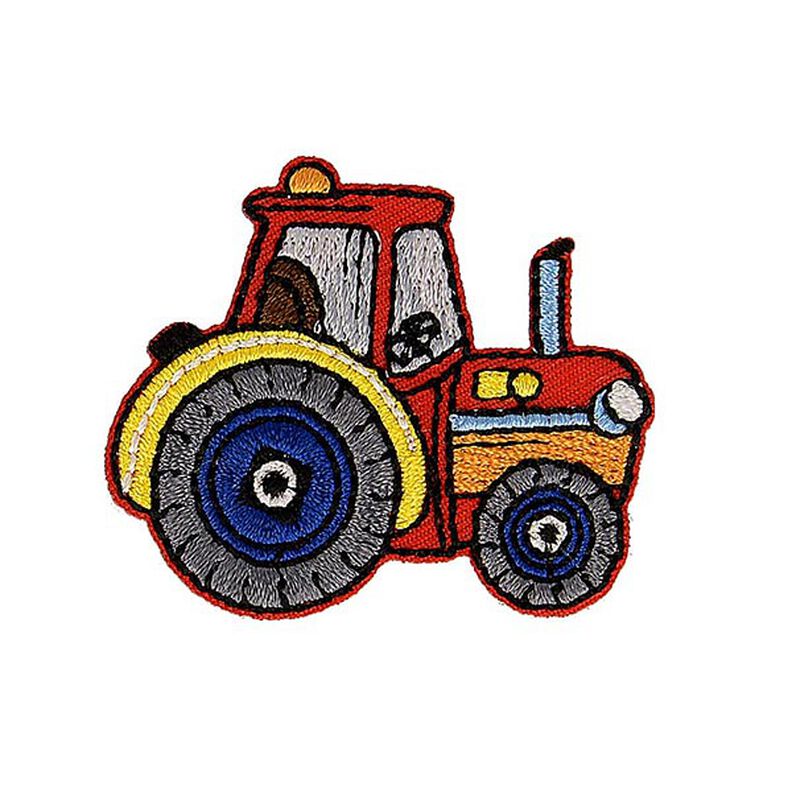 Tractor appliqué [ 4 x 4,5 cm ] – red/grey,  image number 1