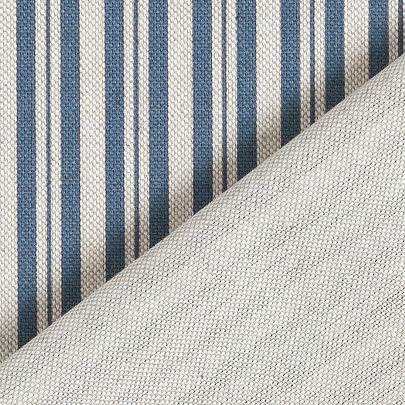 Decor Fabric Half Panama Fine Stripes – denim blue/natural,  image number 4