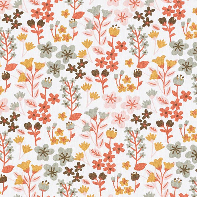 Cotton Cretonne Filigree Flowers – orange/white,  image number 1