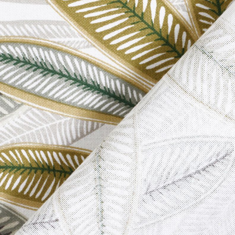 Decor Fabric Half Panama colourful leaves – white/olive,  image number 4
