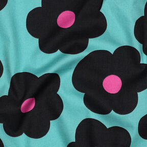 Cotton Poplin Big Flower | Nerida Hansen – light turquoise/black, 